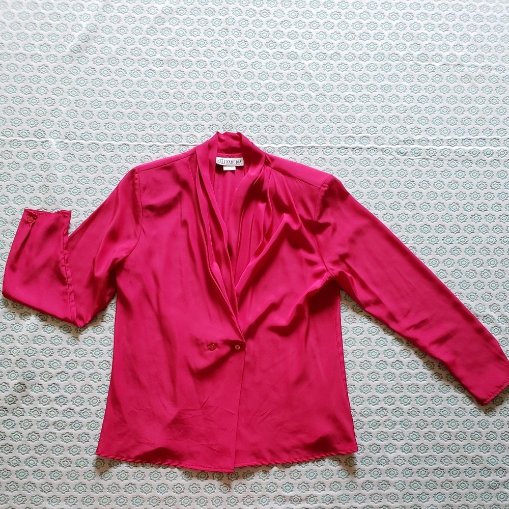 80's Hot Pink Blazer Blouse-
 Size 12
